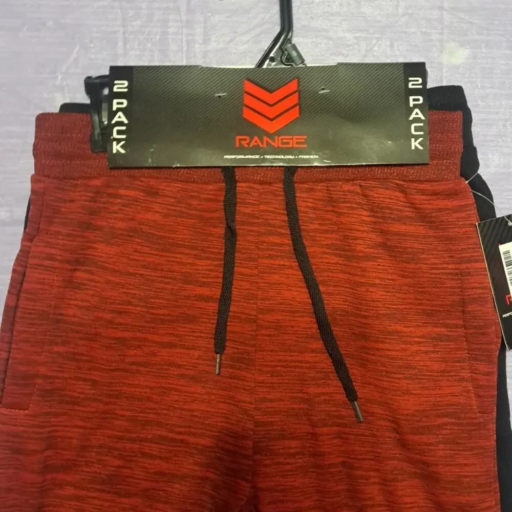 Boys 2-Pack Red & Black Athletic Performance Jogger Pants with Pockets Size 8